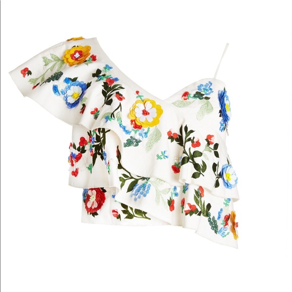 Saba Embellished One-Shoulder Ruffle Top - Picture 2 of 10